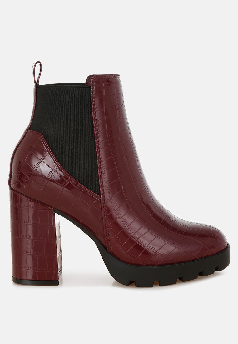 Foxy Faux Leather Croc Chelsea Boots