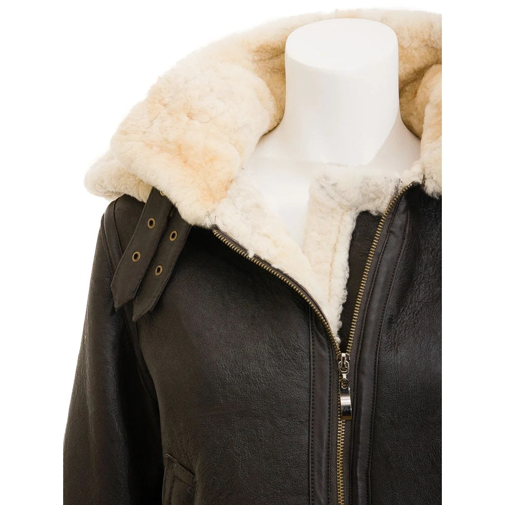 WOMEN BROWN SHEEPSKIN SHEARLING JACKET MELISSA