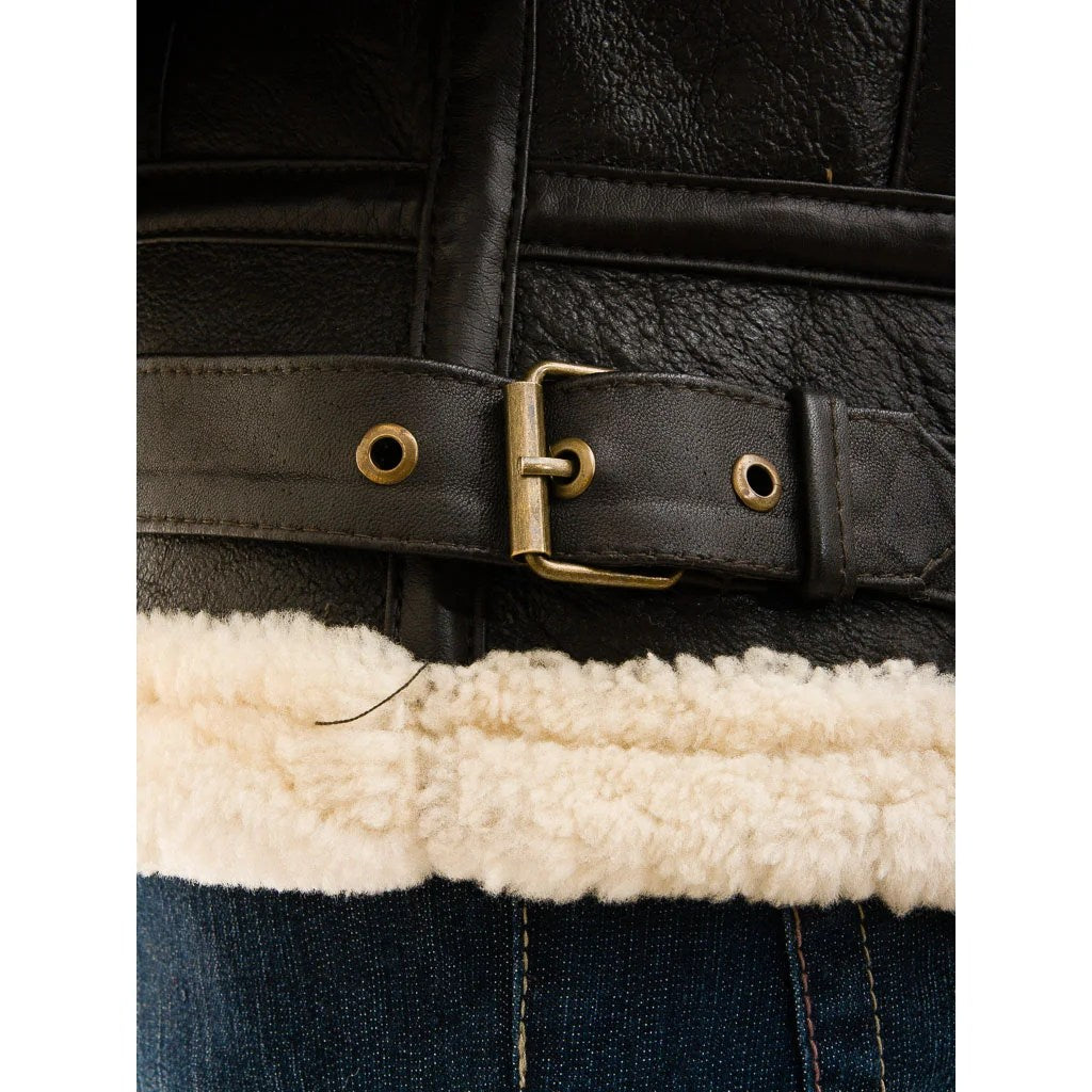 WOMEN BROWN SHEEPSKIN SHEARLING JACKET MELISSA