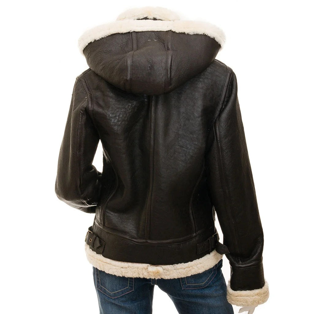 WOMEN BROWN SHEEPSKIN SHEARLING JACKET MELISSA